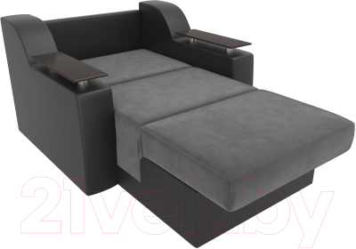 Кресло-кровать Лига Диванов Сенатор / 100703 (80, рогожка серый/экокожа черный)
