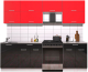 Готовая кухня Интерлиния Мила Gloss 60-25 (красный/черный глянец) - 