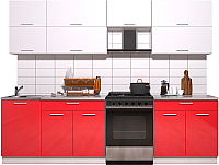 Кухонный гарнитур Интерлиния Мила Gloss 60-27 (белый/красный глянец) - 