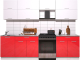 Готовая кухня Интерлиния Мила Gloss 60-27 (белый/красный глянец) - 