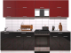 Готовая кухня Интерлиния Мила Gloss 60-27 (бордовый/черный глянец) - 