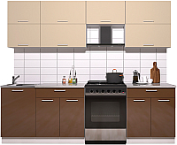 Кухонный гарнитур Интерлиния Мила Gloss 60-27 (ваниль/шоколад глянец) - 