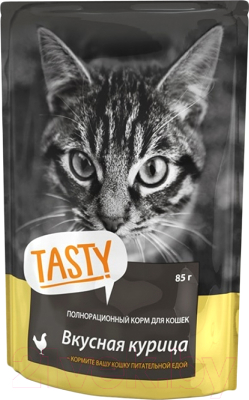 Влажный корм для кошек Tasty Cat С курицей в желе (25x85г)