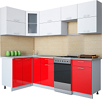 Кухонный гарнитур Интерлиния Мила Gloss 50-12x24 (белый/красный глянец) - 