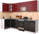 Готовая кухня Интерлиния Мила Gloss 50-12x27 (бордовый/черный глянец) - 