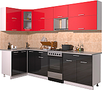Готовая кухня Интерлиния Мила Gloss 50-12x27 (красный/черный глянец) - 