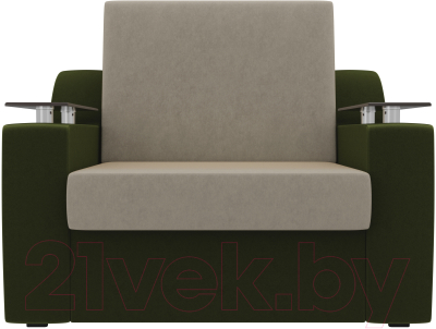 Кресло-кровать Лига Диванов Сенатор / 100689 (80, микровельвет бежевый/зеленый)