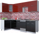 Готовая кухня Интерлиния Мила Gloss 50-12x28 (бордовый/черный глянец) - 