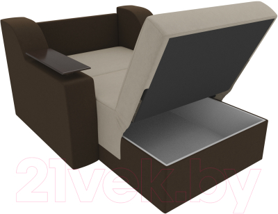 Кресло-кровать Лига Диванов Сенатор / 100690 (80, микровельвет бежевый/коричневый)