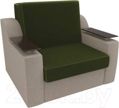 Кресло-кровать Лига Диванов Сенатор / 100692 (80, микровельвет зеленый/бежевый)