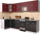 Готовая кухня Интерлиния Мила Gloss 50-12x29 (бордовый/черный глянец) - 