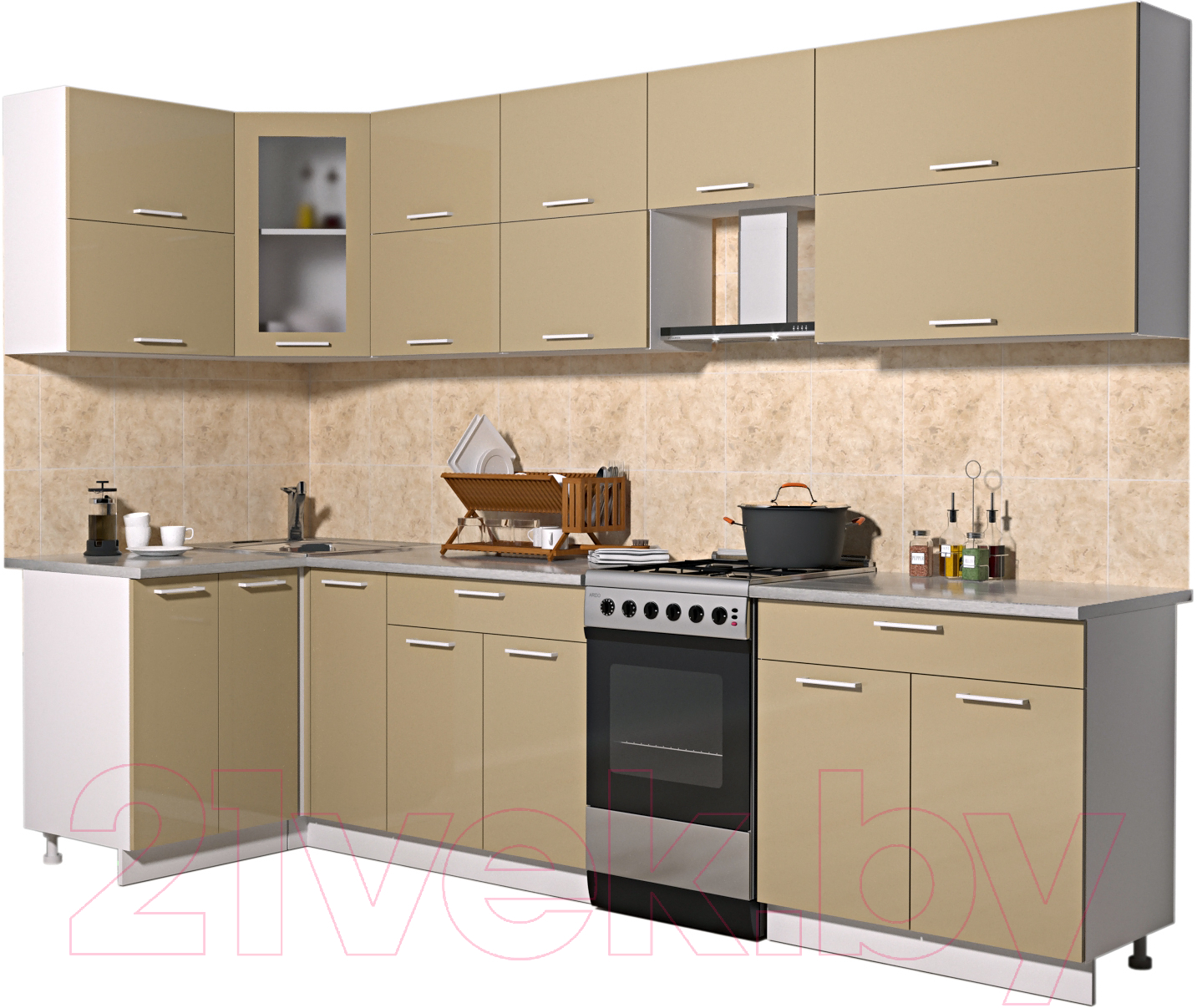 Кухонный гарнитур Interline Мила Gloss 50-12x29 (капучино глянец)