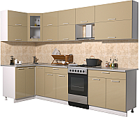 Кухонный гарнитур Интерлиния Мила Gloss 50-12x29 (капучино глянец) - 