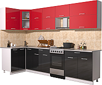 Кухонный гарнитур Интерлиния Мила Gloss 50-12x29 (красный/черный глянец) - 