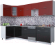 Готовая кухня Интерлиния Мила Gloss 50-12x30 (бордовый/черный глянец) - 