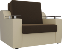 Кресло-кровать Лига Диванов Сенатор / 100694 (80, микровельвет коричневый/экокожа бежевый) - 