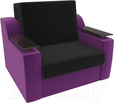 Кресло-кровать Лига Диванов Сенатор / 100696 (80, микровельвет черный/фиолетовый)