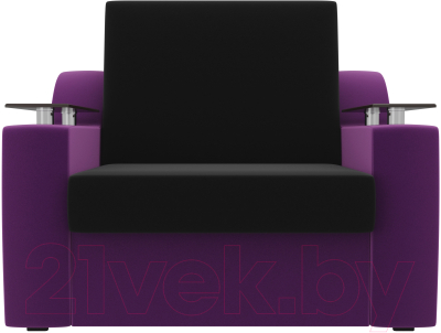 Кресло-кровать Лига Диванов Сенатор / 100696 (80, микровельвет черный/фиолетовый)