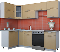 Кухонный гарнитур Интерлиния Мила Gloss 60-12x25 (капучино глянец) - 
