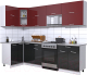 Готовая кухня Интерлиния Мила Gloss 60-12x27 (бордовый/черный глянец) - 