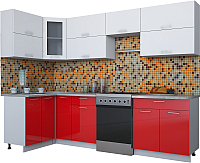Кухонный гарнитур Интерлиния Мила Gloss 60-12x28 (белый/красный глянец) - 