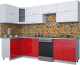 Готовая кухня Интерлиния Мила Gloss 60-12x28 (белый/красный глянец) - 