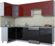 Готовая кухня Интерлиния Мила Gloss 60-12x26 (бордовый/черный глянец) - 