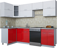Кухонный гарнитур Интерлиния Мила Gloss 60-12x26 (белый/красный глянец) - 