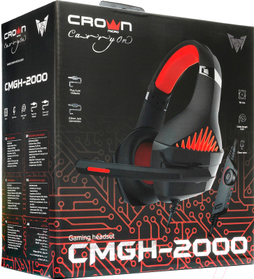 Наушники-гарнитура Crown CMGH-2000 (черный/красный)