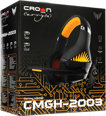 Наушники-гарнитура Crown CMGH-2003 (черный/оранжевый)