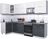 Кухонный гарнитур Интерлиния Мила Gloss 60-12x29 (белый/асфальт глянец) - 