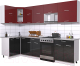 Кухонный гарнитур Интерлиния Мила Gloss 60-12x29 (бордовый/черный глянец) - 