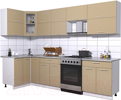 Кухонный гарнитур Интерлиния Мила Gloss 60-12x29 (капучино глянец)