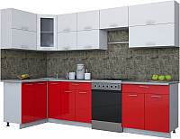 Кухонный гарнитур Интерлиния Мила Gloss 60-12x30 (белый/красный глянец) - 