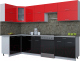 Кухонный гарнитур Интерлиния Мила Gloss 60-12x30 (красный/черный глянец) - 
