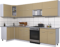 Кухонный гарнитур Интерлиния Мила Gloss 60-12x31 (капучино глянец) - 