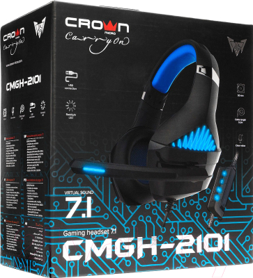 Наушники-гарнитура Crown CMGH-2101 (черный/синий)