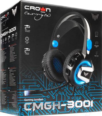 Наушники-гарнитура Crown CMGH-3001 (черный/синий)