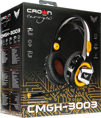 Наушники-гарнитура Crown CMGH-3003 (черный/оранжевый)