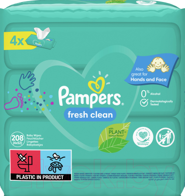 Влажные салфетки детские Pampers Fresh Clean (4x52шт)