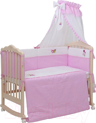 Комплект постельный для малышей Polini Kids Joy Весенняя мелодия 7 (120x60, розовый)