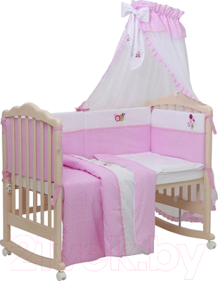 Комплект постельный для малышей Polini Kids Joy Весенняя мелодия 7 (120x60, розовый)