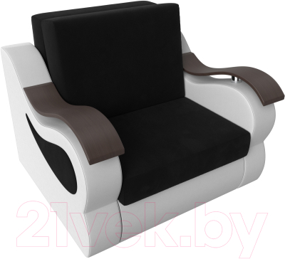 Кресло-кровать Лига Диванов Меркурий 223 / 100679 (80, микровельвет черный/экокожа белый)