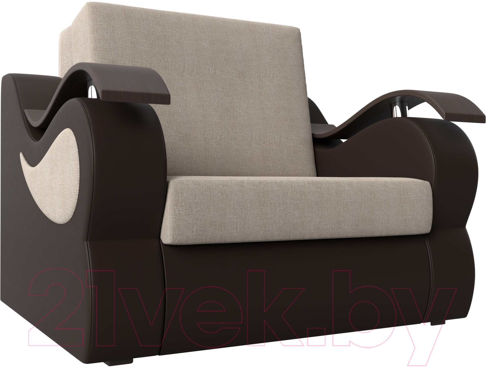 Кресло-кровать Mebelico Меркурий 223 / 100682 (60, рогожка бежевый/экокожа коричневый)