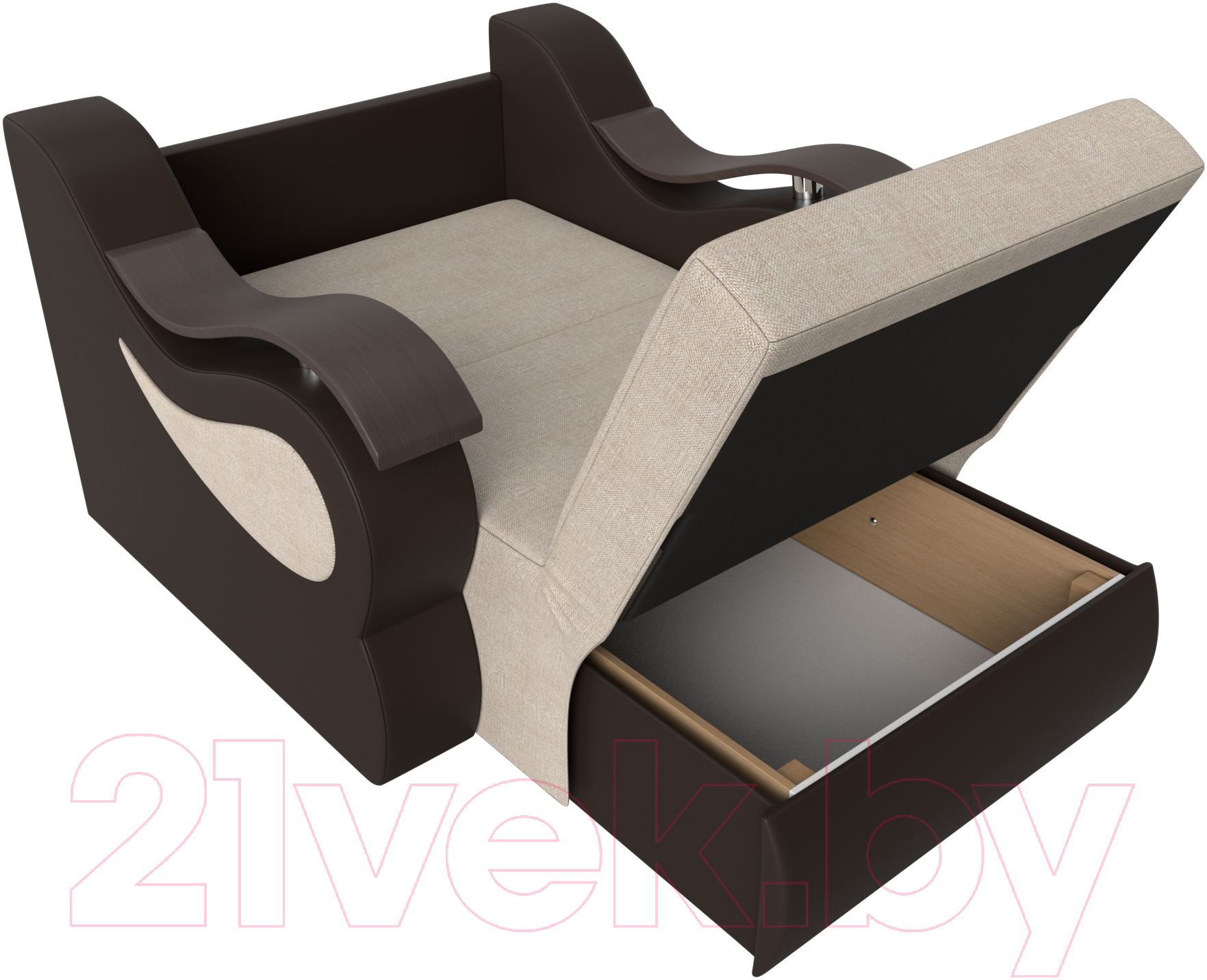 Кресло-кровать Mebelico Меркурий 223 / 100682 (60, рогожка бежевый/экокожа коричневый)