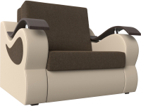 Кресло-кровать Лига Диванов Меркурий 223 / 100683 (60, рогожка коричневый/экокожа бежевый) - 