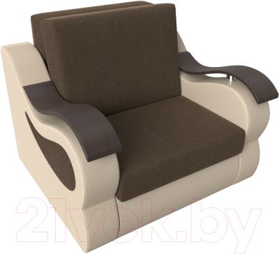 Кресло-кровать Лига Диванов Меркурий 223 / 100683 (60, рогожка коричневый/экокожа бежевый)