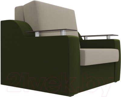 Кресло-кровать Лига Диванов Сенатор / 100689 (60, микровельвет бежевый/зеленый)