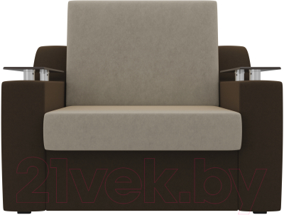 Кресло-кровать Лига Диванов Сенатор / 100690 (60, микровельвет бежевый/коричневый)