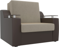 Кресло-кровать Лига Диванов Сенатор / 100691 (60, микровельвет бежевый/экокожа коричневый) - 